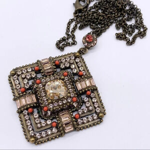 Sorrelli Crystal Peach Orange/Red Pendant Necklace